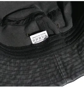 Vintage washed cotton bucket hat for women, casual solid color summer sun protection hat.