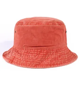 Vintage washed denim bucket hat for women, casual summer sun protection solid color basin hat.