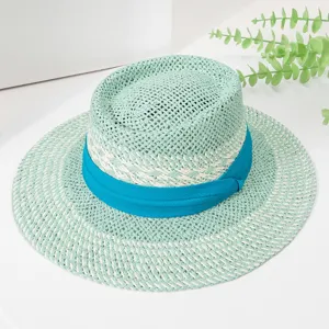 Woven straw hat for women summer wide brim sun hat beach chic fedora holiday travel hat