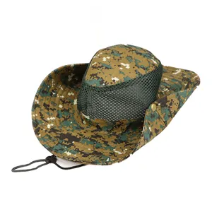Men Outdoor Sun Hat Breathable Digital Camo Wide Brim Bucket Hat Fishing Hiking Hat