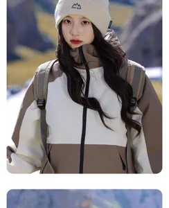 Women's warm winter knit beanie hat, stylish outdoor mountaineering cap with embroidery.