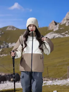 Korean style winter knitted beanie hat for women, outdoor hiking fleece cap with embroidery.