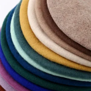 Wool beret hat detail shot, cozy autumn winter solid color painter hat, soft texture wool cap.