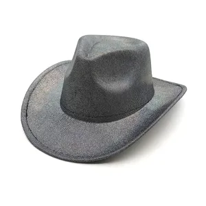 Holographic metallic cowboy hat sparkling carnival party dress up accessory costume headwear