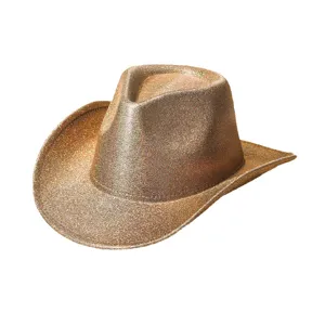 Gold glitter cowboy hat, EVA costume hat for party, carnival, dress up and festive events.