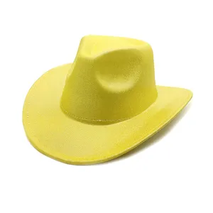 Yellow EVA glitter cowboy hat for party carnival, stylish fashion headwear festival detail.