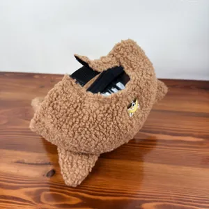Cute cartoon ears fleece baseball cap for women, warm winter hat with embroidery detail.