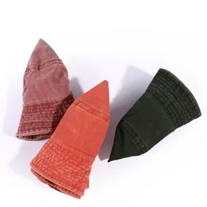 Vintage washed denim bucket hat for women, casual summer sun protection solid color basin cap.