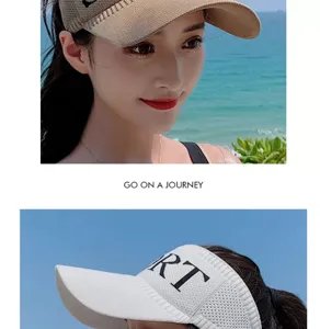 Sombrero de visera solar hueco casual de verano, gorra de punto transpirable para mujer.