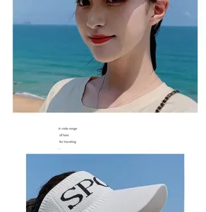 Sombrero de visera de sol de punto de verano gorra de playa de malla transpirable para mujeres deporte