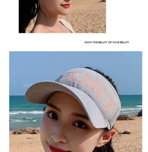 Sombrero visera mujer tejido gorra deportiva malla transpirable detalle playa estilo verano
