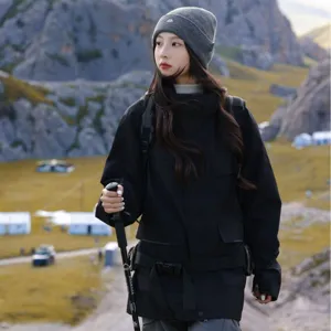 Women's outdoor knit beanie hat, winter warm fleece-lined slouchy skull cap for hiking.