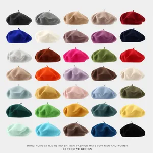 Women Solid Color Wool Blend Beret Hat Minimalist Vintage Painter Hat Warm Winter Chic Artist Beret Cap Female Headwear