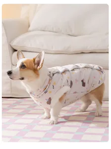 Verwarmd dik winter huisdier vest voor Corgi honden, schattige beren ster print twee-benige kleding