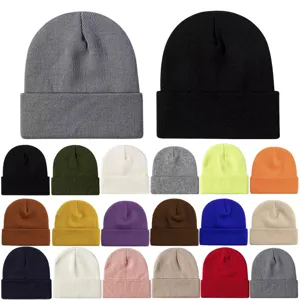 Winter Warm Knitted Beanie Hat Solid Color Casual Soft Slouchy Ski Skull Cap Unisex Knit Cap For Men And Women