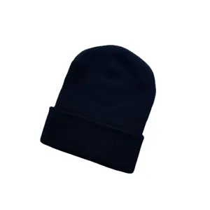 Kids solid color knit beanie winter warm acrylic woolen cap basic skull cap main view