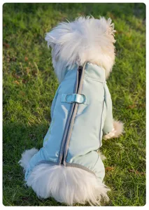 Wasserdichter warmer Hundemantel mit Beinen Fleece Haustierkleidung mit Reißverschluss.