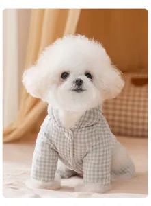 Süße Haustier Hundekleidung Winter warme Karo vierbeinige Baumwolljacke Welpe Kleidung