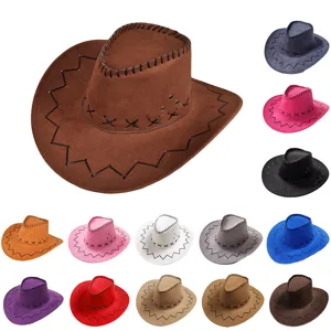 Classic suede cowboy hat with contrast stitching, wide brim, and multiple color options.