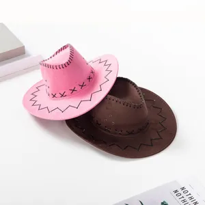 Retro suede western cowboy hat for men and women, stylish large brim sunshade tourism hat.