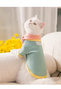 Cute warm cat clothes winter puppy thermal shirt with scarf cute bear pet apparel