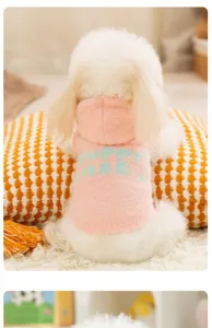 Leuke roze honden trui met capuchon winter warme fleece huisdier kleding voor kleine honden