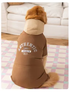 Warmer kapuzen-hundewintermantel vierbeiniger windbreaker für große hunde golden.