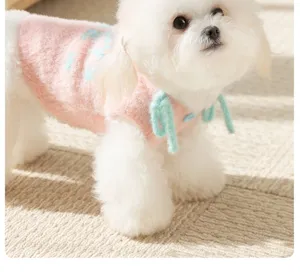 Leuke roze huisdier trui voor kleine honden en katten, warme winter gebreide kleding.