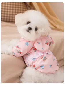 Cappotto invernale per cani caldo pile vestiti per cani piccola taglia orsetto rosa teddy.