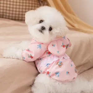 Simpatico cappotto invernale caldo per cani felpa con cappuccio orsetto rosa animali