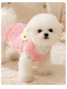 Süße rosa flauschige Hundeweste Winter warme Haustierkleidung für kleine Hunde Welpen