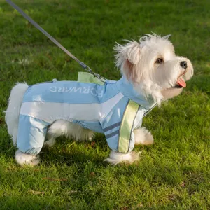Haustier Hund Winterjacke Vierbeiniger Warmer Overall Winddichter Wattierter Mantel Mit Leinen-D-Ring Reflektorstreifen Für Hunde