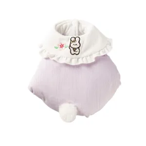 Cute winter pet clothes with rabbit tail and floral embroidery for small dogs and cats.