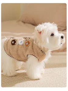 Gilet en polaire pour chien chat automne hiver avec écharpe, vêtements chauds pour chiots.