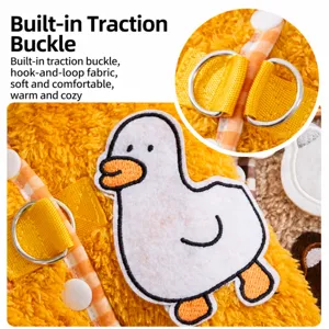 Gilet d'hiver polaire jaune pour animal avec patch de canard et anneau D intégré pour petits chiens.