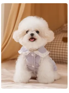 Cute autumn winter pet dress warm quilted princess skirt for small dogs cats puppy apparel