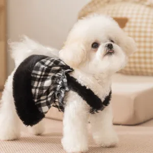 Vestito cane inverno quadri vestiti per animali piccolo cucciolo caldo pile cappotto alla moda
