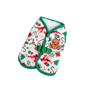 Christmas pet winter fleece warm two-leg coat for small dogs and cats with D-ring