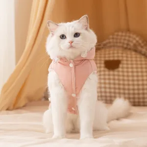 Abbigliamento invernale foderato in pile per gatti giacca con cappuccio calda per cuccioli