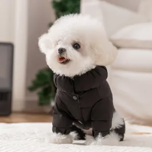 Warm winter dog down jacket for small dogs like Bichon and Teddy, comfortable four-legged pet apparel.