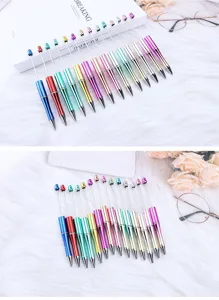 Detailed showcase of colorful UV electroplated beadable ballpoint pens for DIY craft
