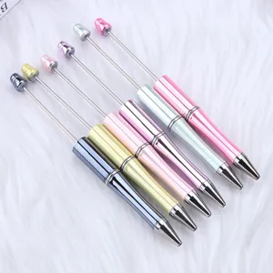 Set of 6 DIY beadable ballpoint pens with shiny UV electroplated gradient color barrels