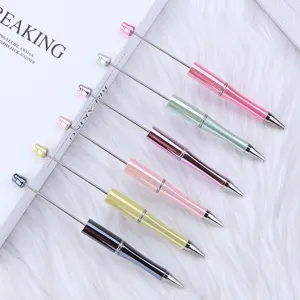 DIY beadable ballpoint pens set with metallic electroplated barrels in assorted colors