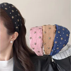 Velvet star studded headband minimalist chic hair hoop versatile fashion hair accessories
