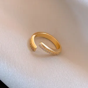 18k gold-plated open zircon ring luxury elegant minimalist fashion women finger jewelry