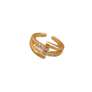 Exquisite 18k gold plated cz open ring minimalist geometric fashion jewelry for daily wear