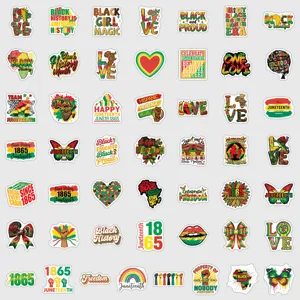50 Pcs Autocollants Juneteenth Mois de l'Histoire des Noirs Vinyle Imperméable pour Tasses