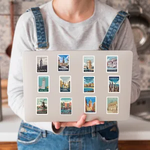 European city travel vintage poster stickers waterproof decorative decals for laptop and water bottle