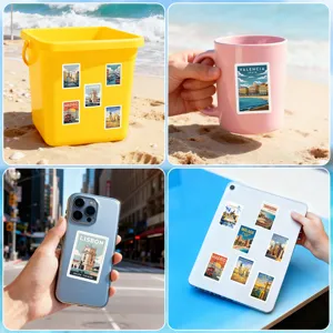 European travel graffiti stickers waterproof vinyl decal pack for water bottles laptop phone decor.