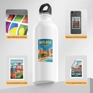 50pcs European travel graffiti stickers waterproof vinyl decals for water bottles and phones.